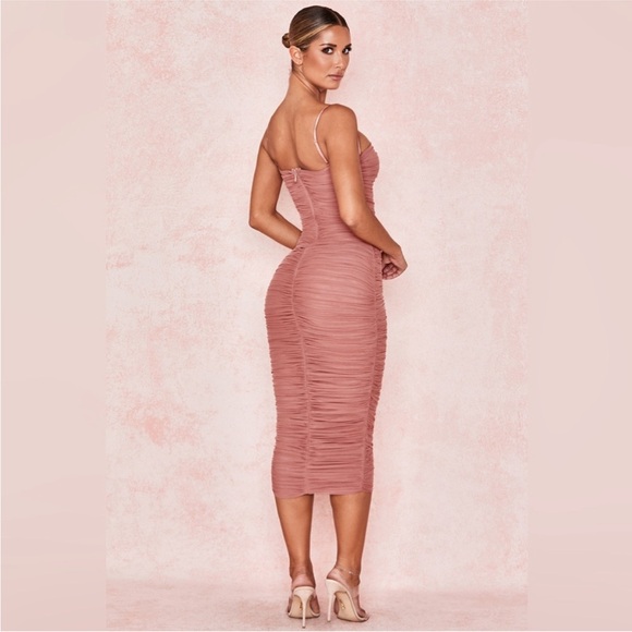 NBD | NWT Nude Organza Bodycon Natasha Dress in Mocha Size Small - Picture 7 of 13